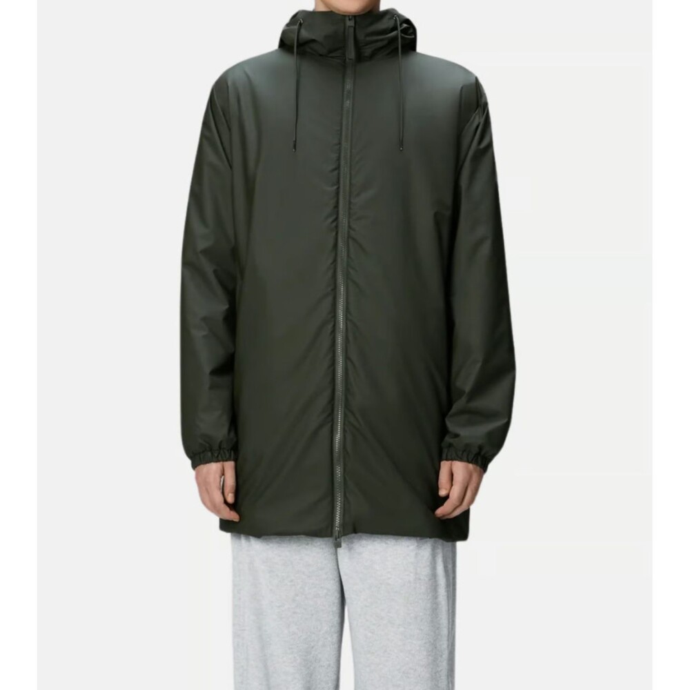 Rains Parka Jacket Mens Medium Green Lohja Insulated Waterproof Hooded Windproof